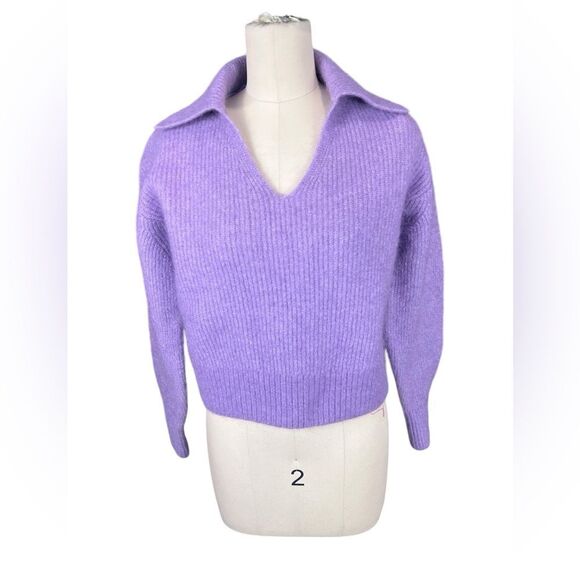 & Other Stories wool blend polo collar sweater in lilac size small - Picture 2 of 6